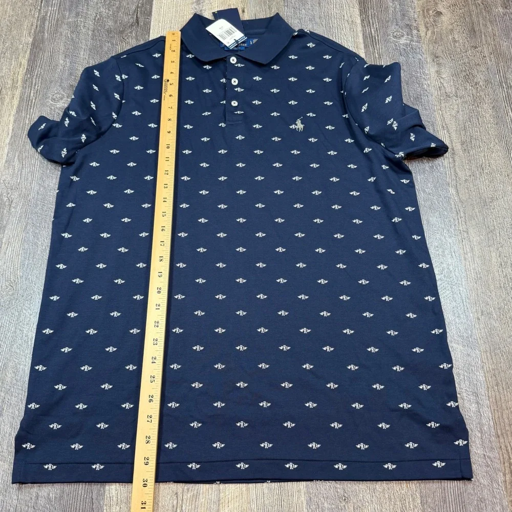 Polo Ralph Lauren Mens AOP Navy Blue Winged PRL Logo Classic Fit Shirt Large NWT